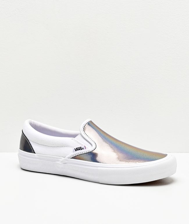 vans slip on pro reflect white